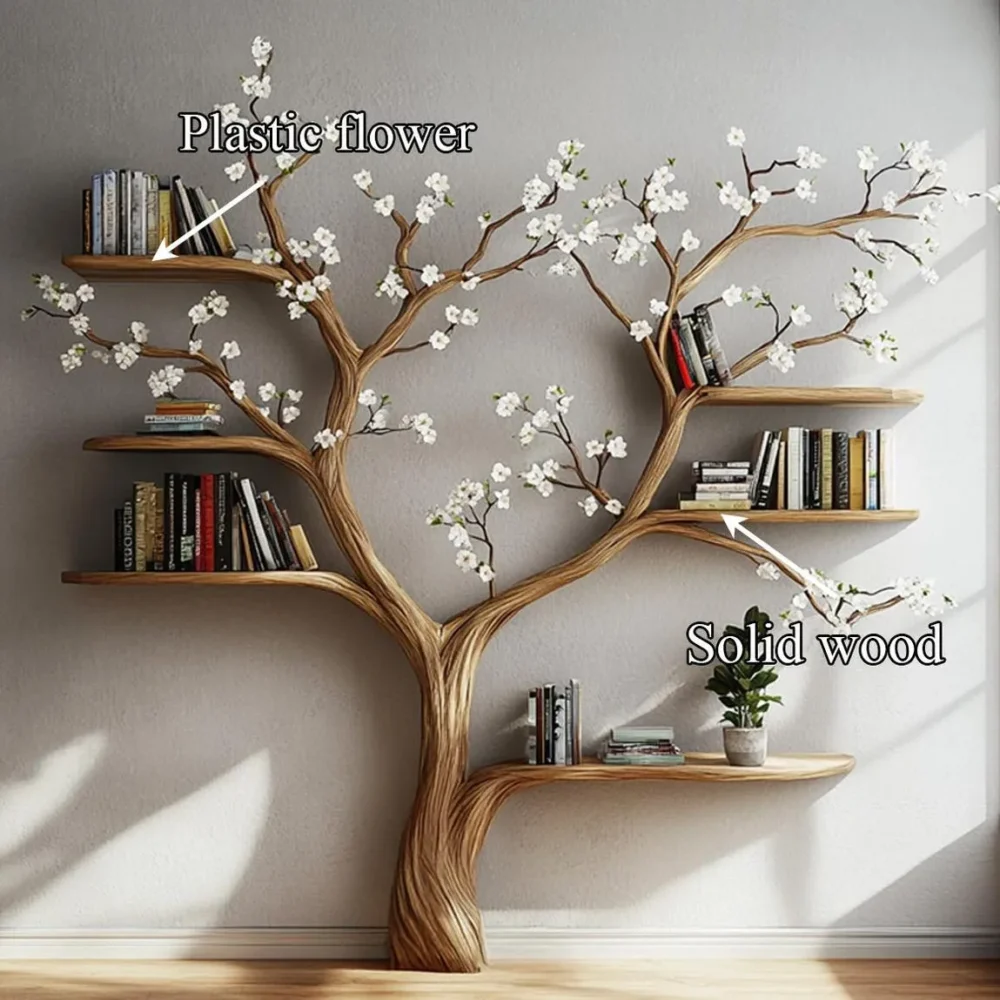 Canopy Tree Bookshelf - Natural Solid Wood, Living Room - Image 5