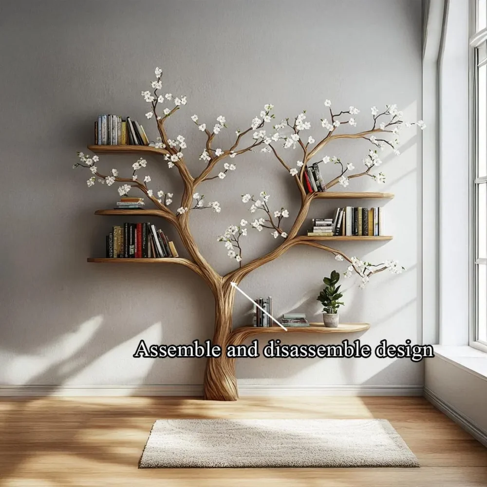 Canopy Tree Bookshelf - Natural Solid Wood, Living Room - Image 6