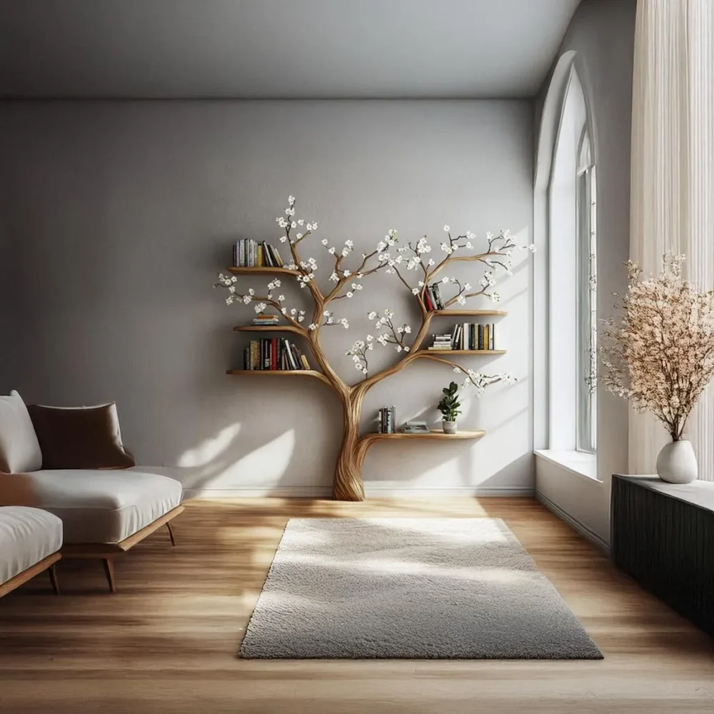Canopy Tree Bookshelf - Natural Solid Wood, Living Room - Image 8