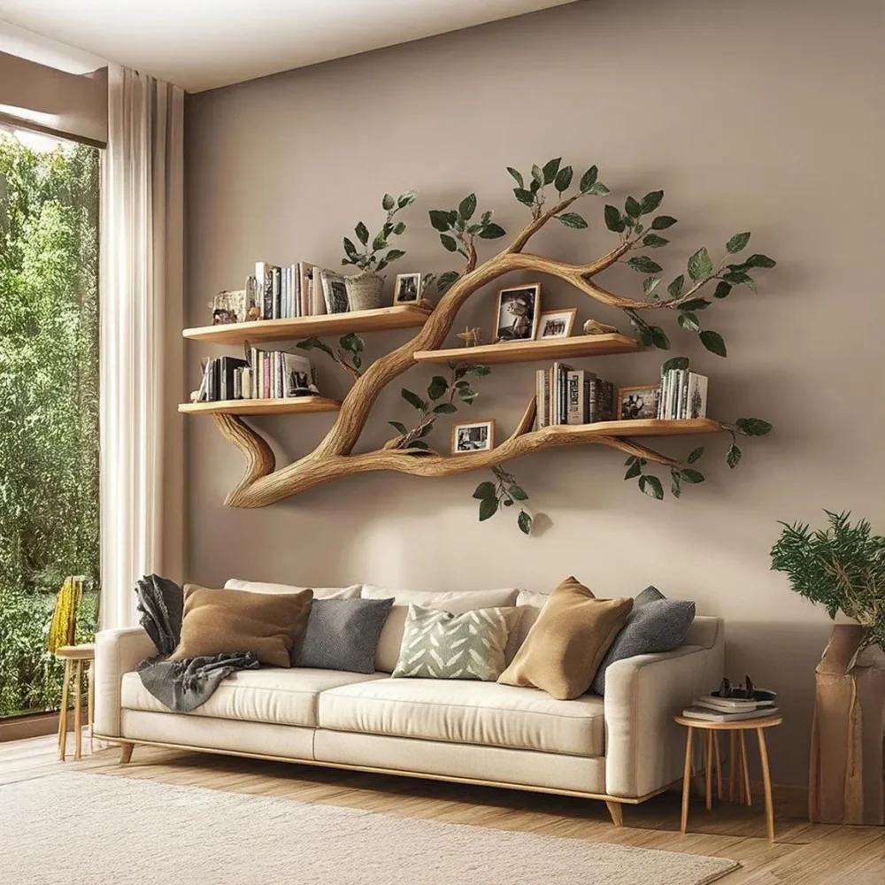 Branch & Bough Hanging Book Tree - Solid Wood, Wall-Mounted