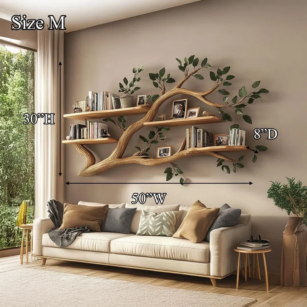 Branch & Bough Hanging Book Tree - Solid Wood, Wall-Mounted - Image 4
