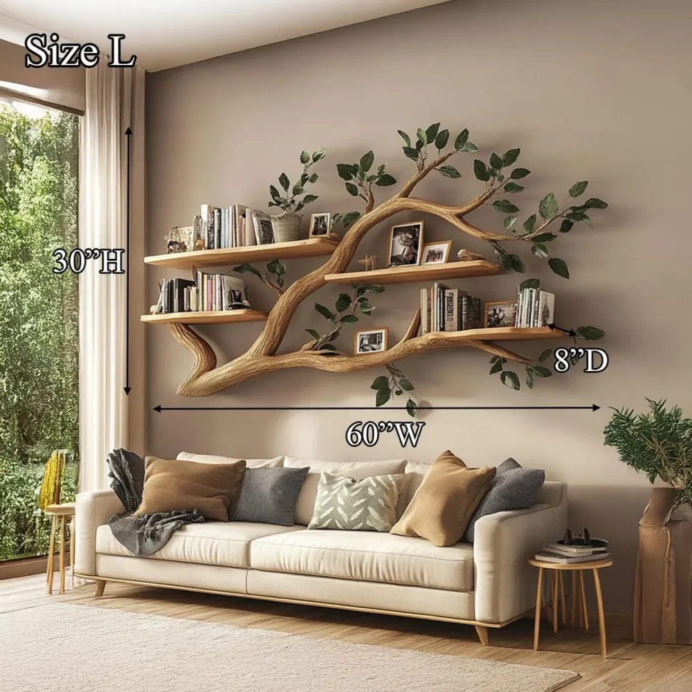 Branch & Bough Hanging Book Tree - Solid Wood, Wall-Mounted - Image 5
