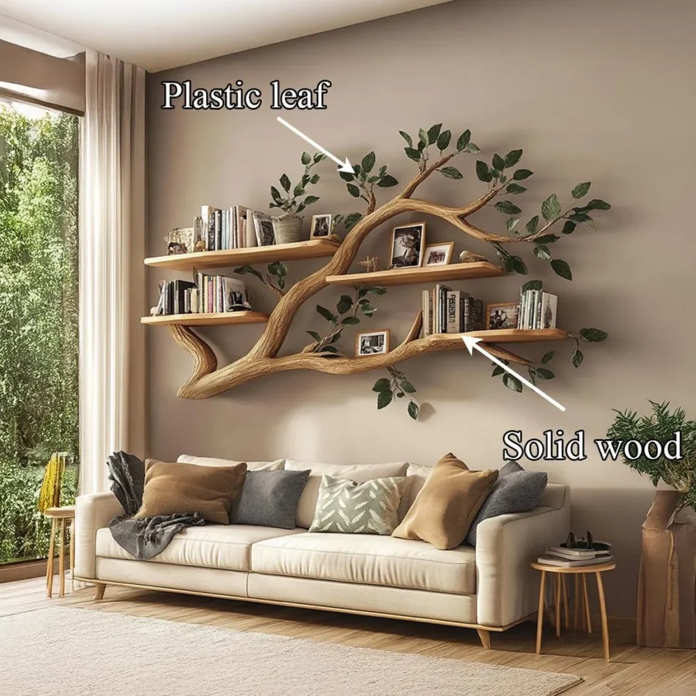 Branch & Bough Hanging Book Tree - Solid Wood, Wall-Mounted - Image 6