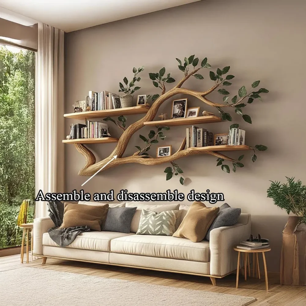 Branch & Bough Hanging Book Tree - Solid Wood, Wall-Mounted - Image 7