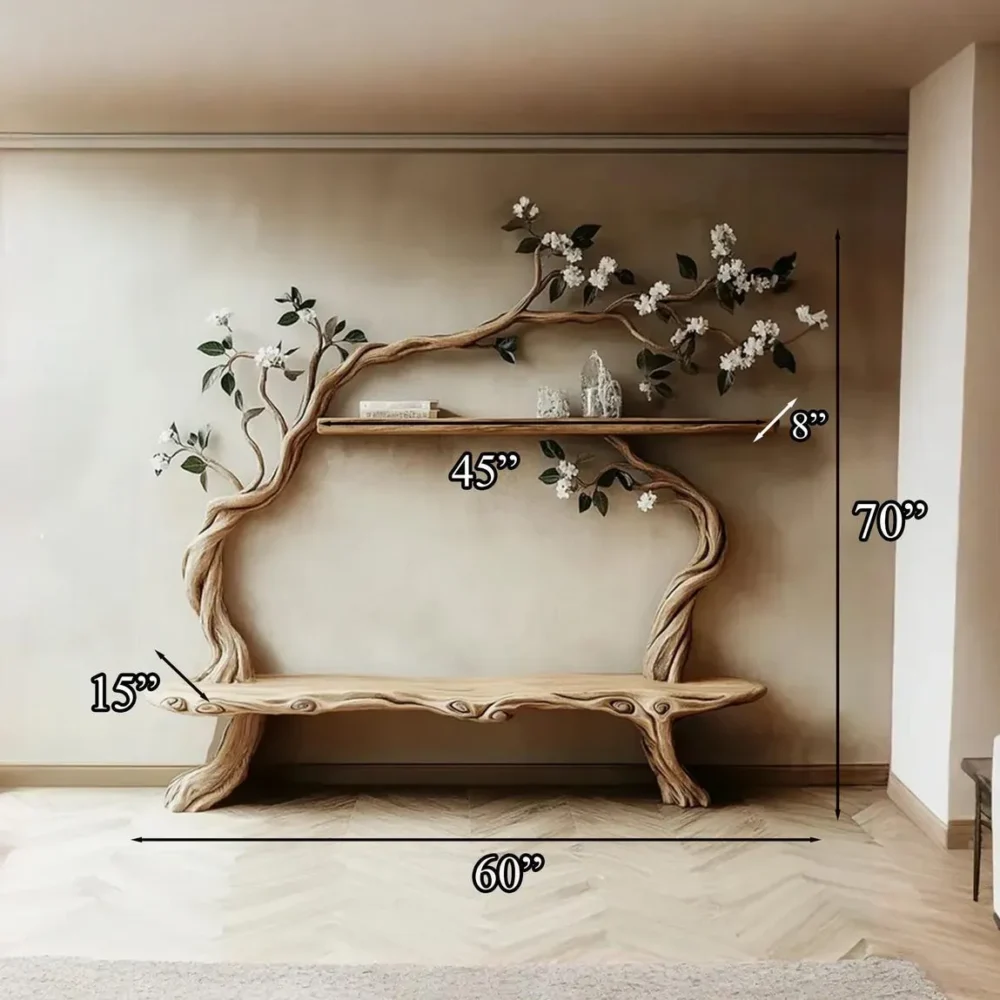 Riverbank Live-Edge Branch Shelf - Rustic Tree Bookcase Wall Art - Image 2