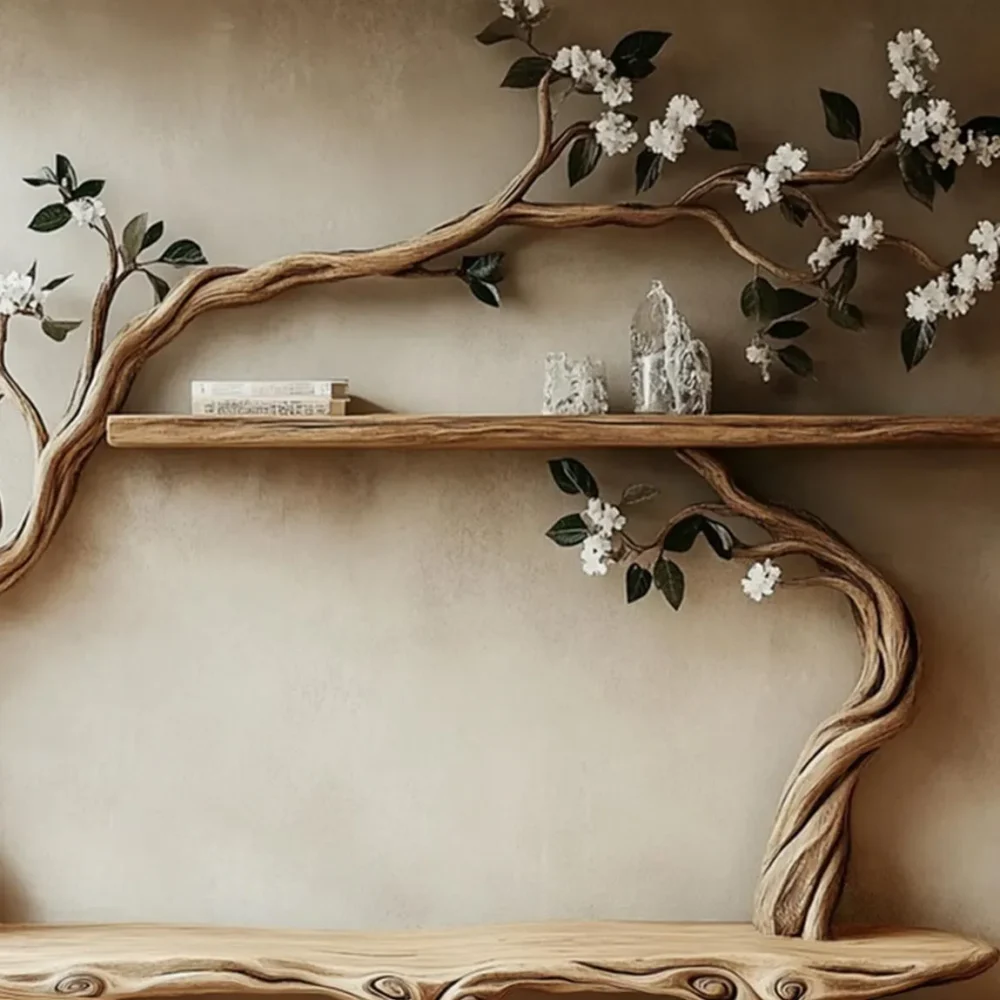 Riverbank Live-Edge Branch Shelf - Rustic Tree Bookcase Wall Art - Image 6