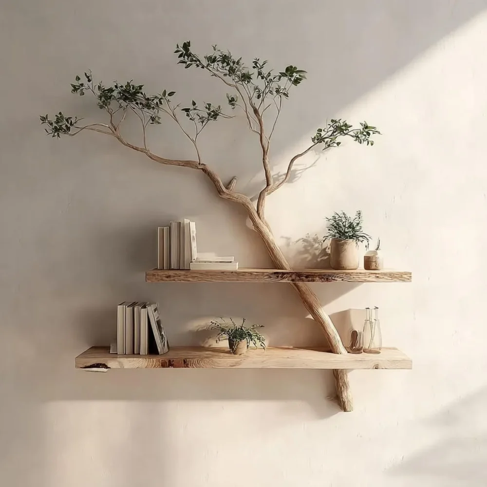 Tidewood Driftwood Tree Shelf - Floating Live-Edge Wall Book Rack