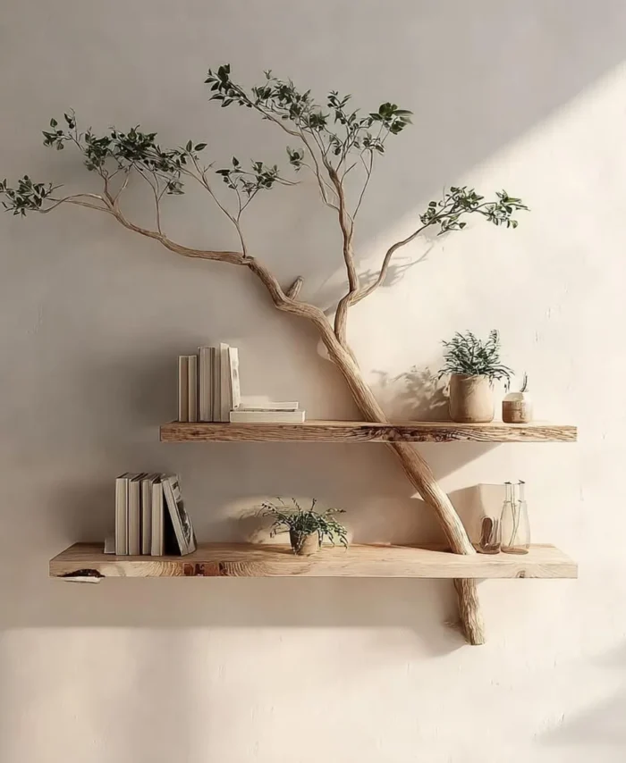 Tidewood Driftwood Tree Shelf - Floating Live-Edge Wall Book Rack