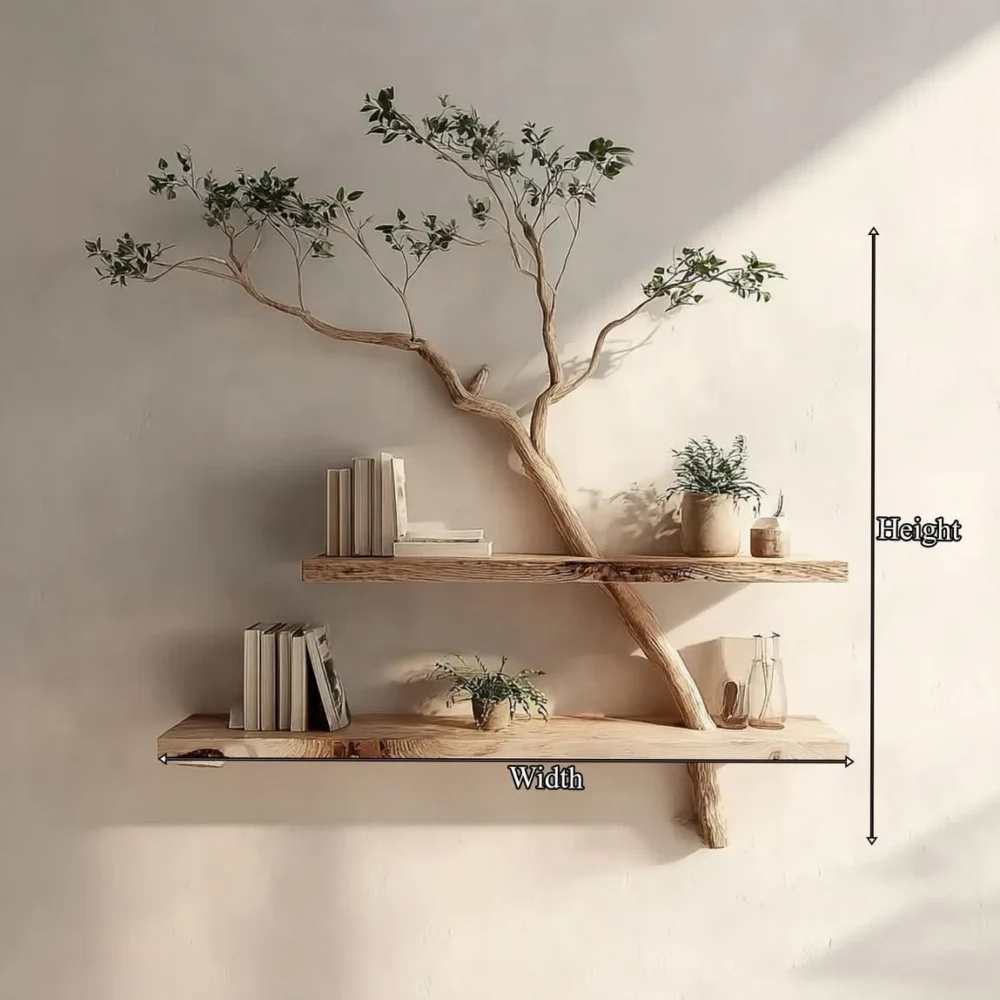 Tidewood Driftwood Tree Shelf - Floating Live-Edge Wall Book Rack - Image 3
