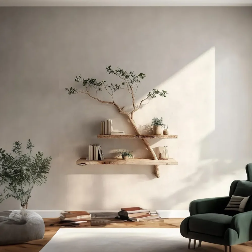 Tidewood Driftwood Tree Shelf - Floating Live-Edge Wall Book Rack - Image 6