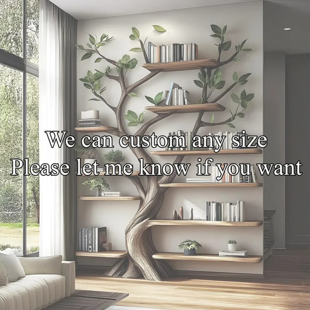 TimberCanopy - Rustic Tree Bookshelf, Solid Wood, Wall-Mounted - Image 2
