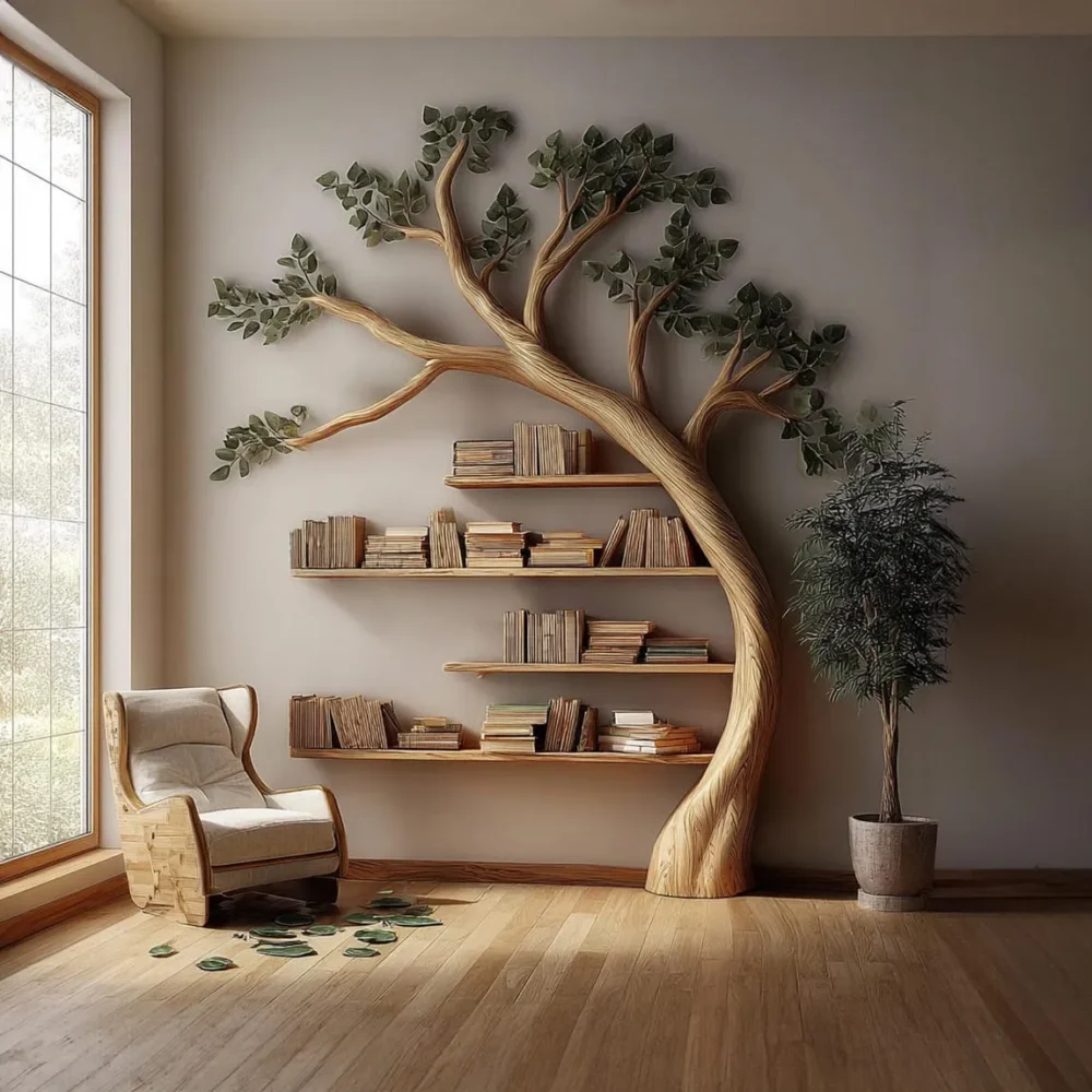 Vintage Arbor Tree Bookcase - Natural Solid Wood, Custom Build