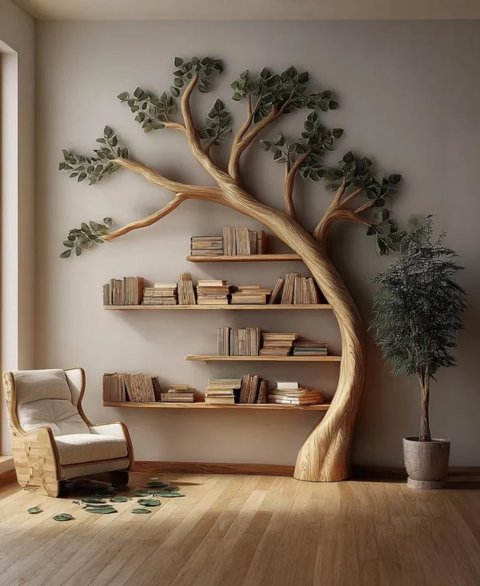 Vintage Arbor Tree Bookcase - Natural Solid Wood, Custom Build