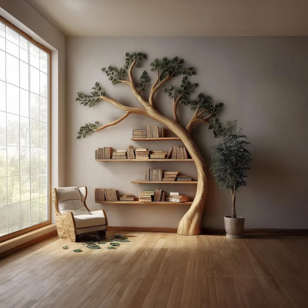 Vintage Arbor Tree Bookcase - Natural Solid Wood, Custom Build - Image 7