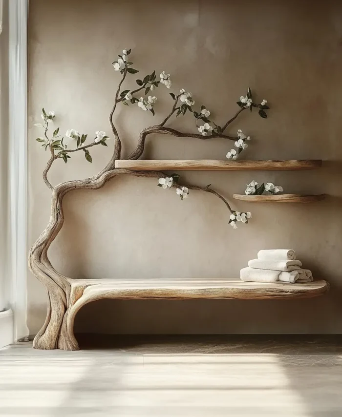 Branchline Tree Wall Shelf - Solid Wood, Handmade Bookcase