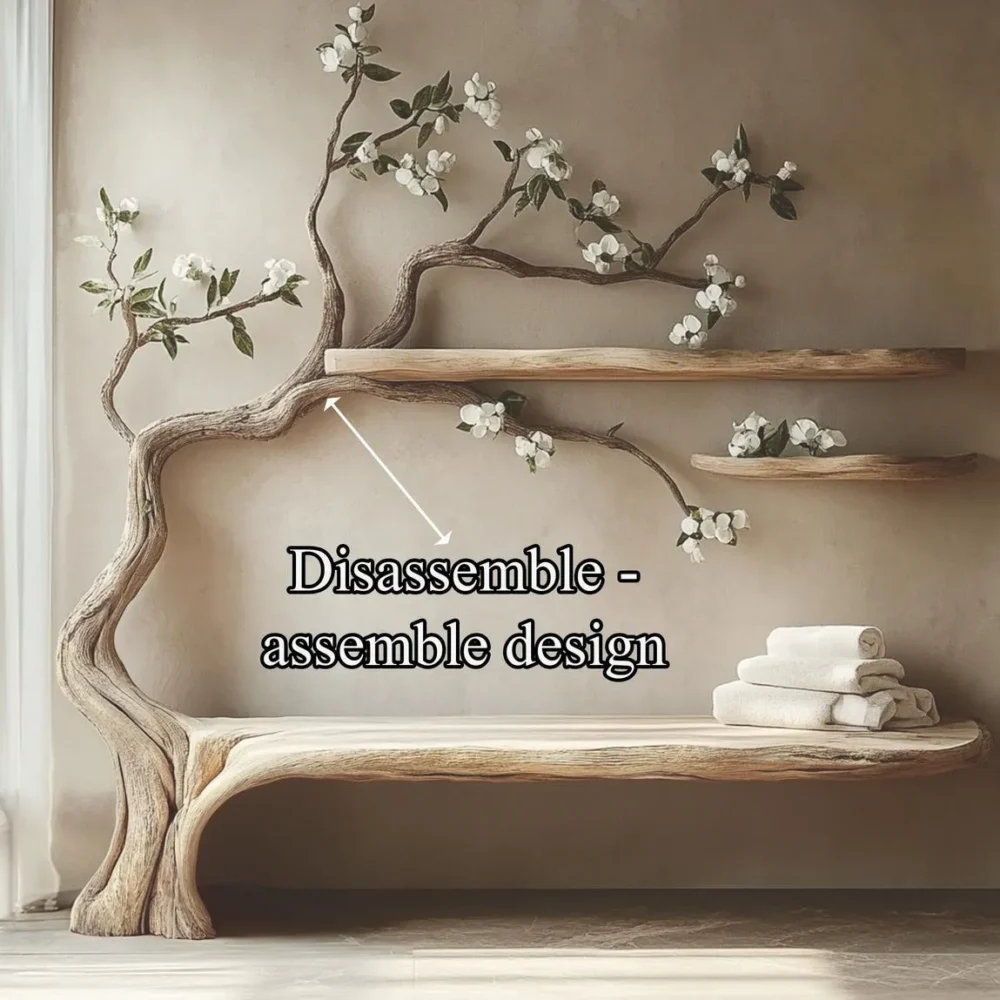 Branchline Tree Wall Shelf - Solid Wood, Handmade Bookcase - Image 4
