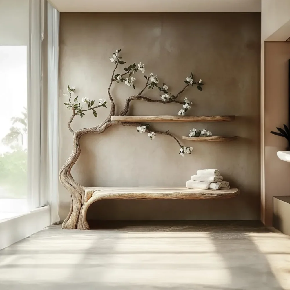 Branchline Tree Wall Shelf - Solid Wood, Handmade Bookcase - Image 6
