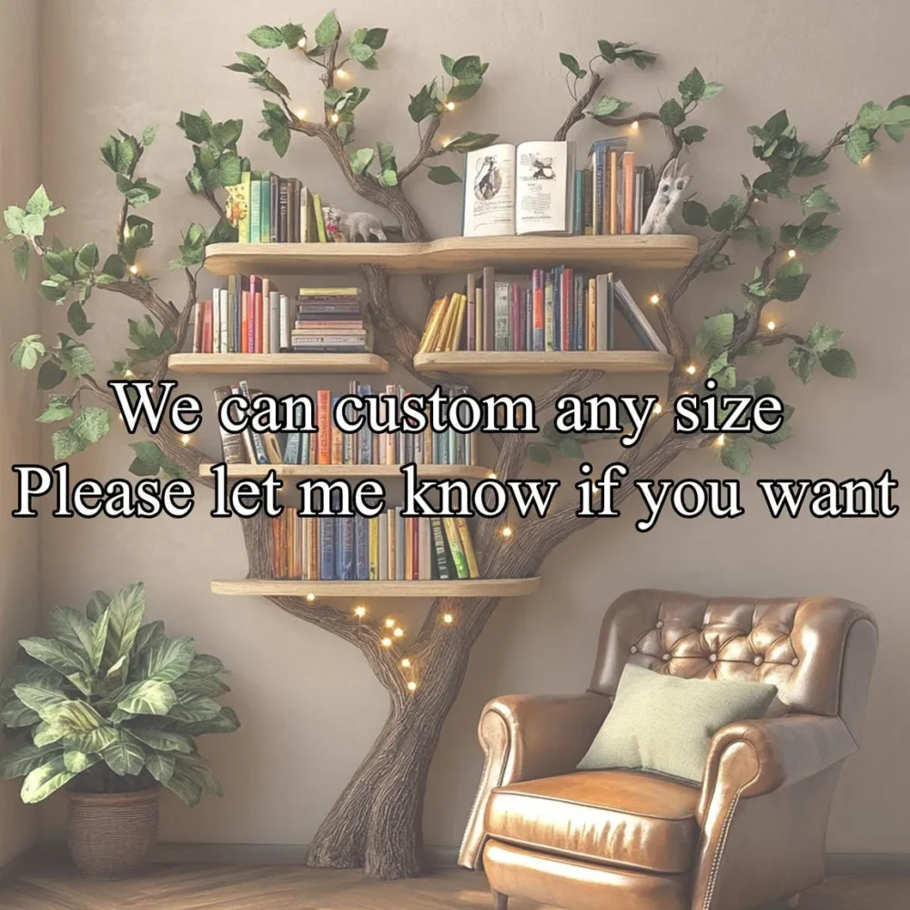 Midnight Arbor - Black Tree Bookshelf, Wall-Mounted Floating - Image 3